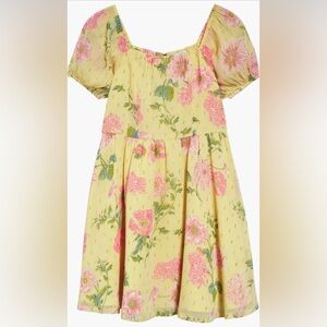 Nordstrom Yellow and Pink Floral Puff
Sleeve Dress girls size 7
